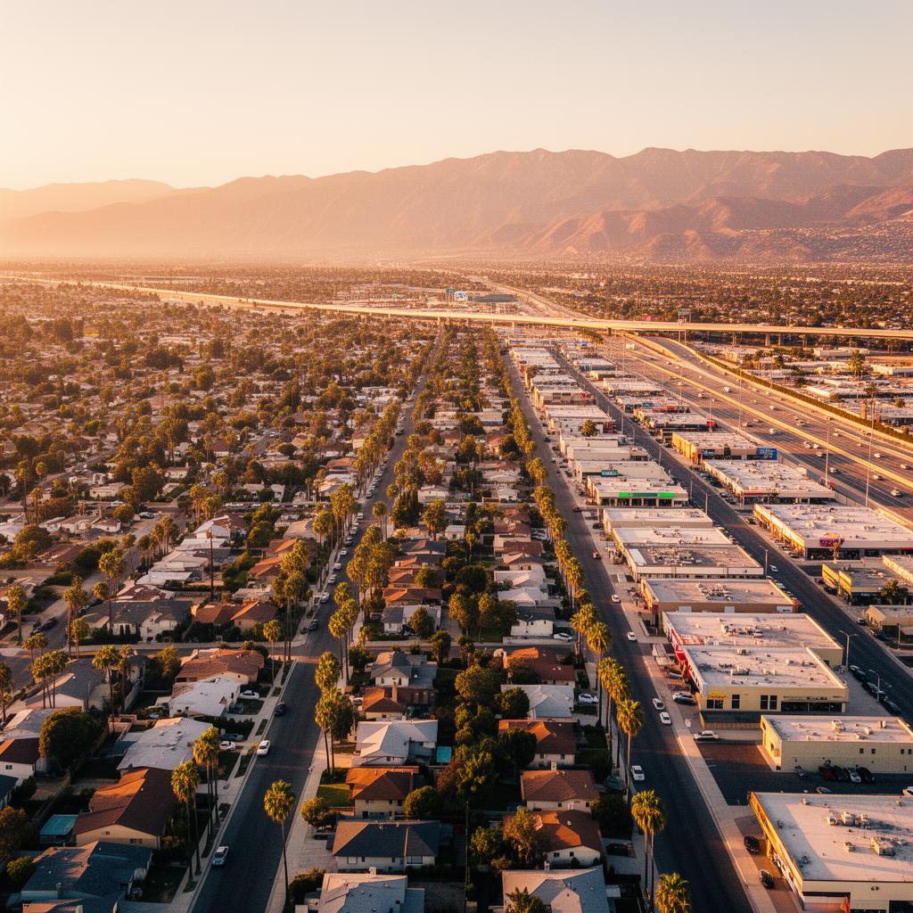 Van Nuys neighborhood aerial view